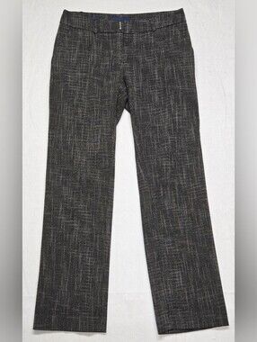 Apt. 9 2P Torie Style Trouser Pants Charcoal Gray White Woven Smooth Fabric